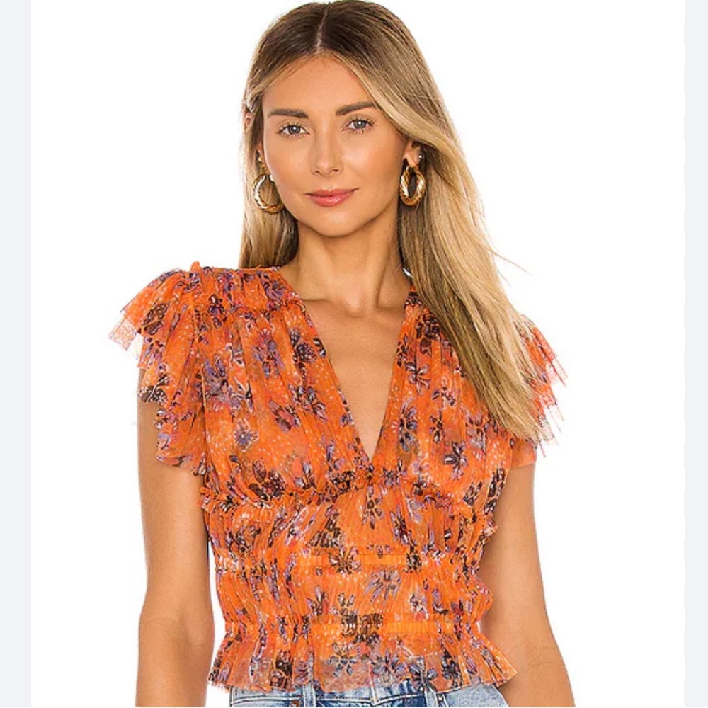 Free People Making Me Smile Top Orange XL